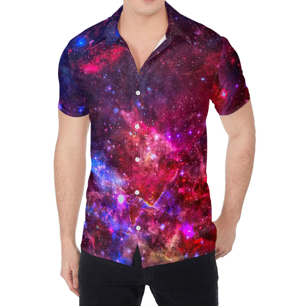 Red Purple Nebula Galaxy Space Print Men's Shirt