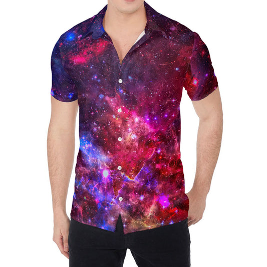 Red Purple Nebula Galaxy Space Print Men's Shirt