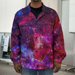 Red Purple Nebula Galaxy Space Print Men's Shirt Jacket