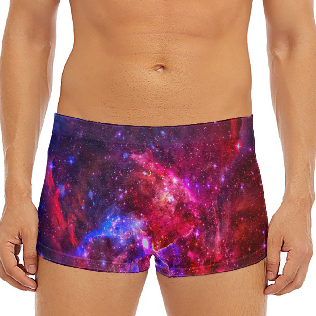 Red Purple Nebula Galaxy Space Print Men's Short Boxer Briefs
