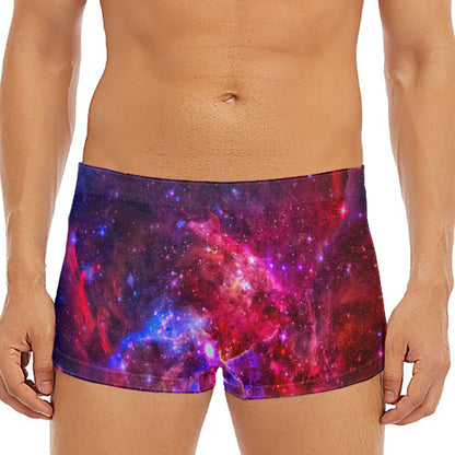 Red Purple Nebula Galaxy Space Print Men's Short Boxer Briefs