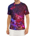 Red Purple Nebula Galaxy Space Print Men's Short Sleeve Rash Guard