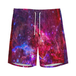 Red Purple Nebula Galaxy Space Print Men's Sports Shorts