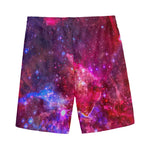 Red Purple Nebula Galaxy Space Print Men's Sports Shorts