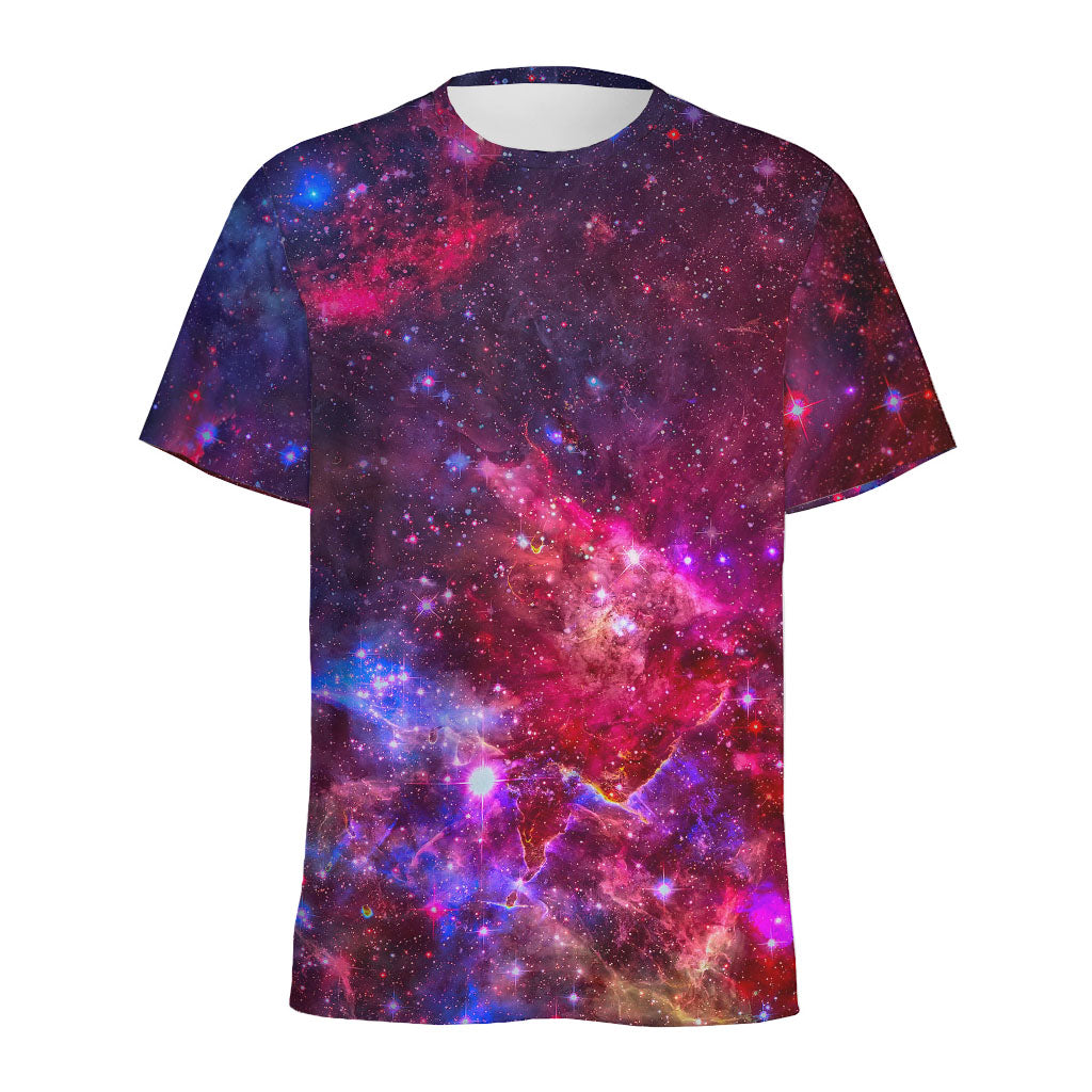 Red Purple Nebula Galaxy Space Print Men's Sports T-Shirt