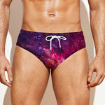 Red Purple Nebula Galaxy Space Print Men's Swim Briefs