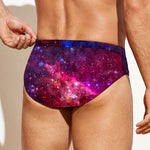 Red Purple Nebula Galaxy Space Print Men's Swim Briefs
