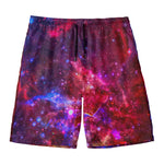 Red Purple Nebula Galaxy Space Print Men's Swim Trunks