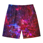 Red Purple Nebula Galaxy Space Print Men's Swim Trunks