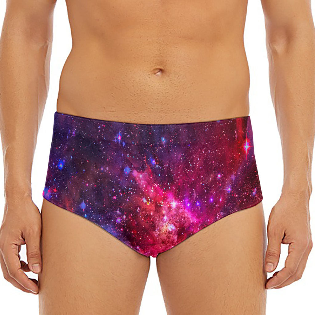 Red Purple Nebula Galaxy Space Print Men's Triangle Swim Briefs