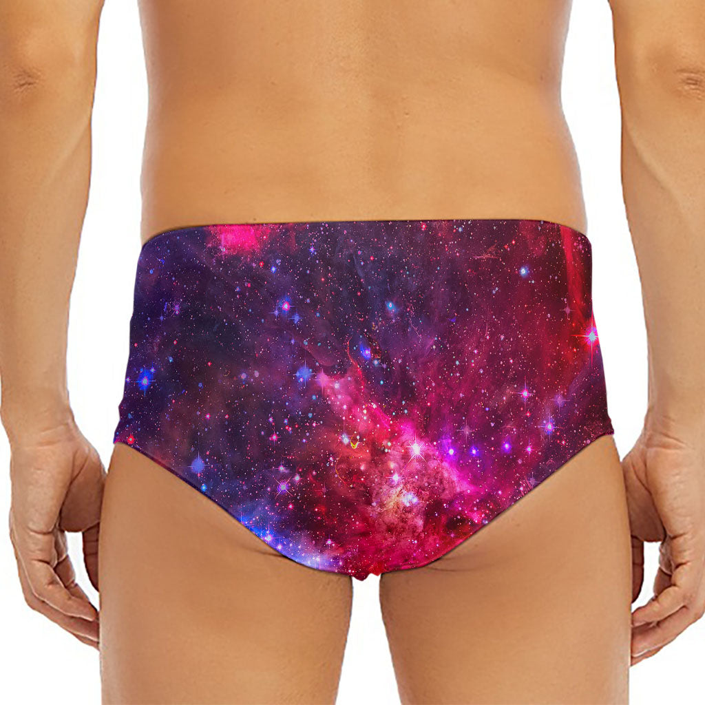 Red Purple Nebula Galaxy Space Print Men's Triangle Swim Briefs