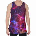 Red Purple Nebula Galaxy Space Print Men's Velvet Tank Top
