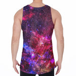 Red Purple Nebula Galaxy Space Print Men's Velvet Tank Top