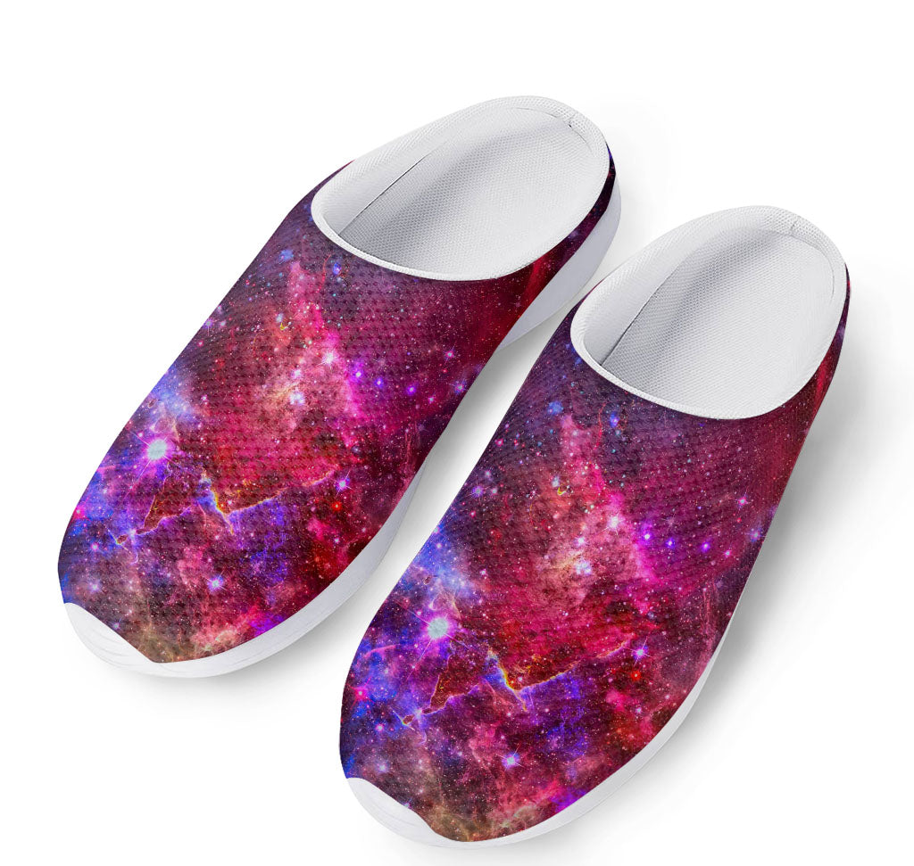 Red Purple Nebula Galaxy Space Print Mesh Casual Shoes