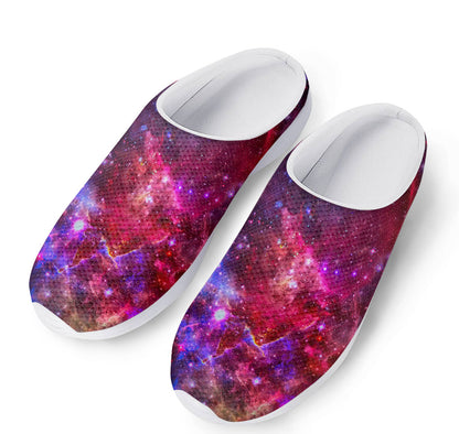 Red Purple Nebula Galaxy Space Print Mesh Casual Shoes