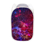 Red Purple Nebula Galaxy Space Print Mesh Laundry Hamper