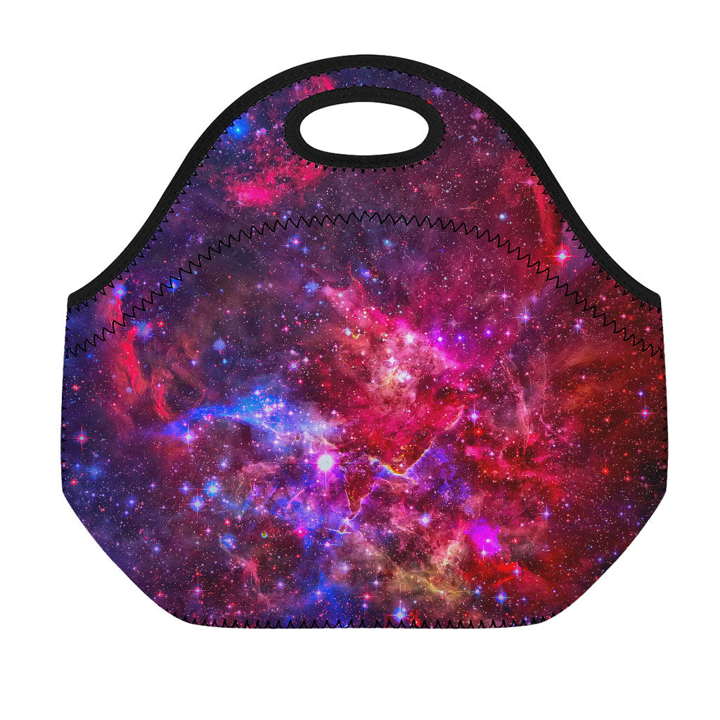 Red Purple Nebula Galaxy Space Print Neoprene Lunch Bag
