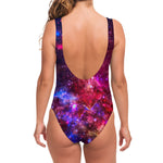 Red Purple Nebula Galaxy Space Print One Piece Swimsuit