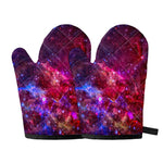 Red Purple Nebula Galaxy Space Print Oven Mitts