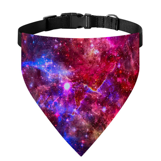 Red Purple Nebula Galaxy Space Print Over The Collar Dog Bandana