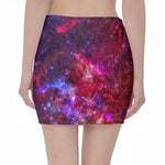 Red Purple Nebula Galaxy Space Print Pencil Mini Skirt