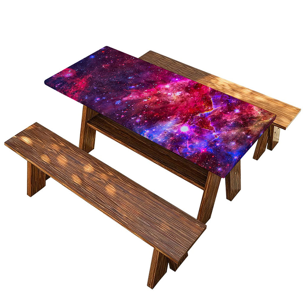 Red Purple Nebula Galaxy Space Print Picnic Table Cover