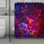 Red Purple Nebula Galaxy Space Print Polyester Shower Curtain