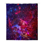 Red Purple Nebula Galaxy Space Print Polyester Shower Curtain