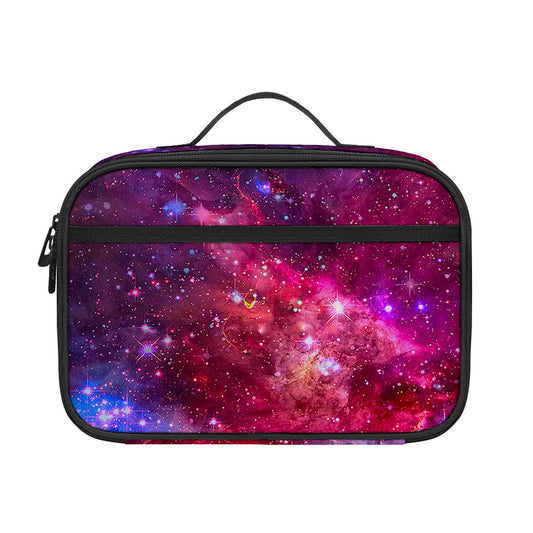 Red Purple Nebula Galaxy Space Print Portable Lunch Bag
