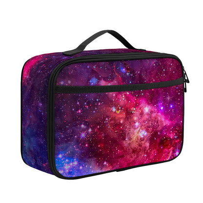 Red Purple Nebula Galaxy Space Print Portable Lunch Bag