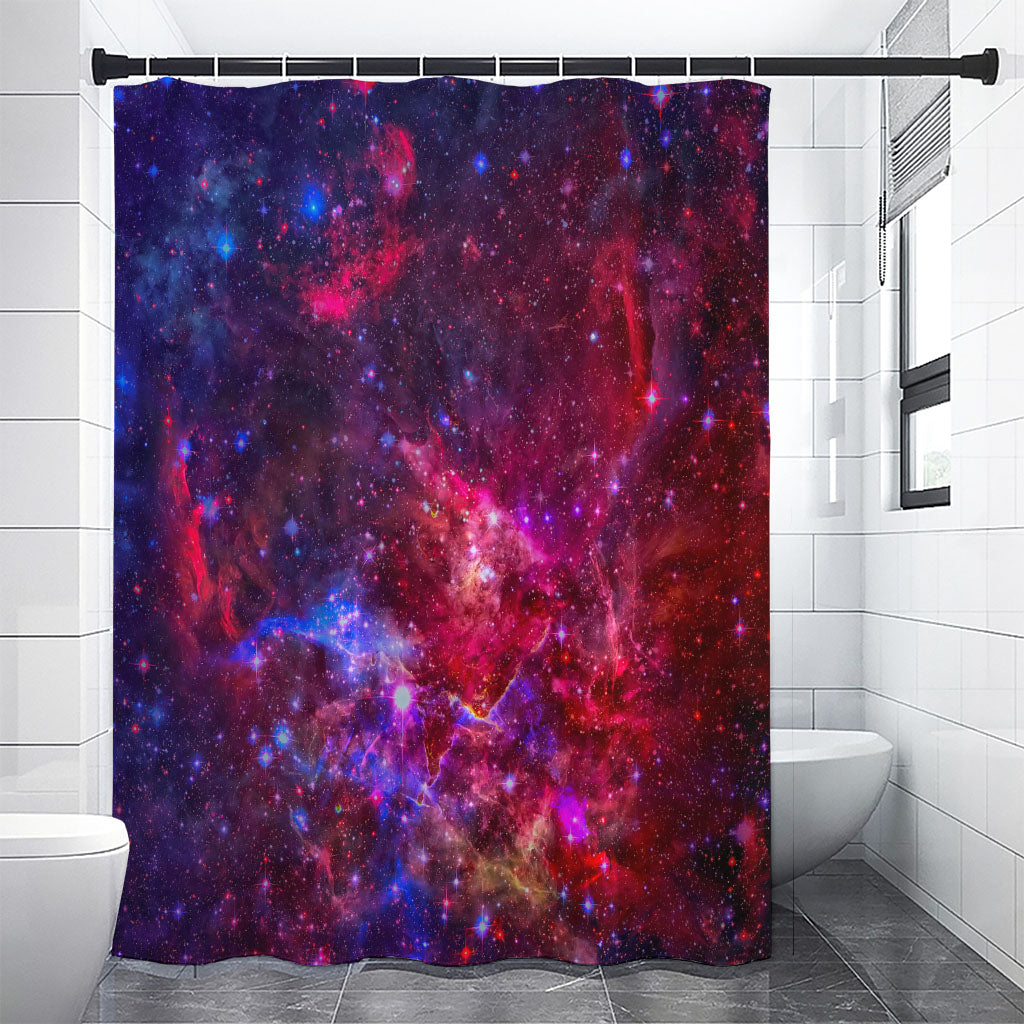 Red Purple Nebula Galaxy Space Print Premium Shower Curtain