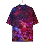 Red Purple Nebula Galaxy Space Print Rayon Hawaiian Shirt