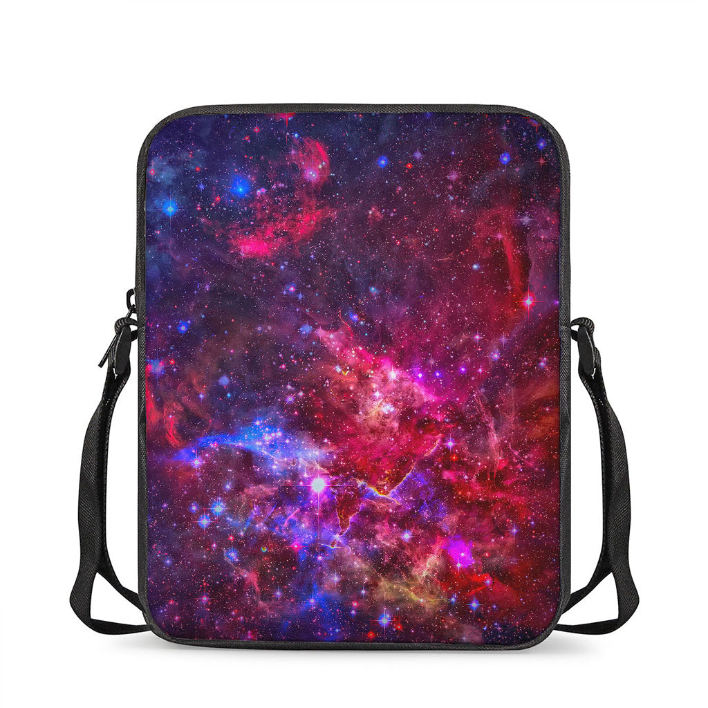 Red Purple Nebula Galaxy Space Print Rectangular Crossbody Bag