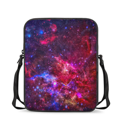 Red Purple Nebula Galaxy Space Print Rectangular Crossbody Bag