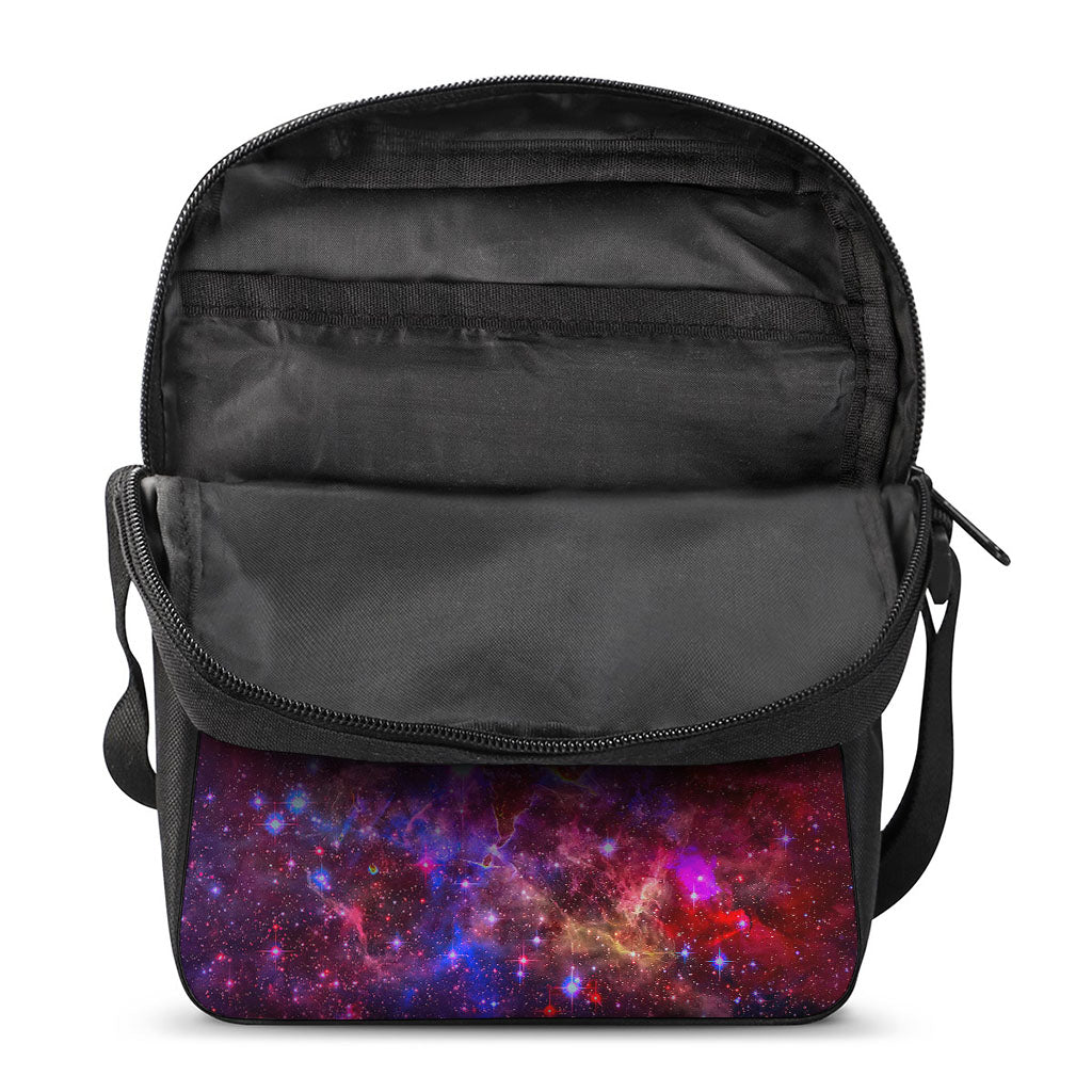 Red Purple Nebula Galaxy Space Print Rectangular Crossbody Bag