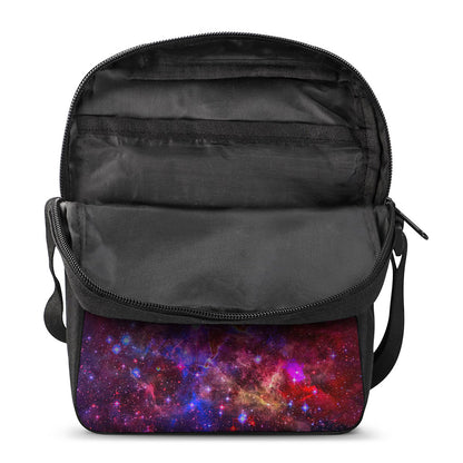 Red Purple Nebula Galaxy Space Print Rectangular Crossbody Bag