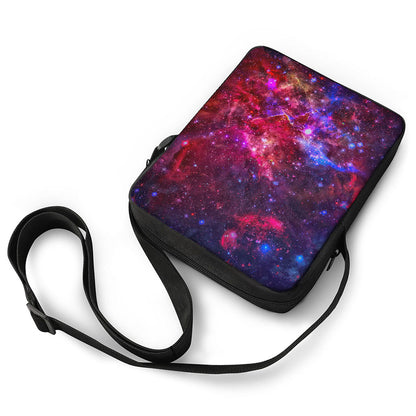 Red Purple Nebula Galaxy Space Print Rectangular Crossbody Bag