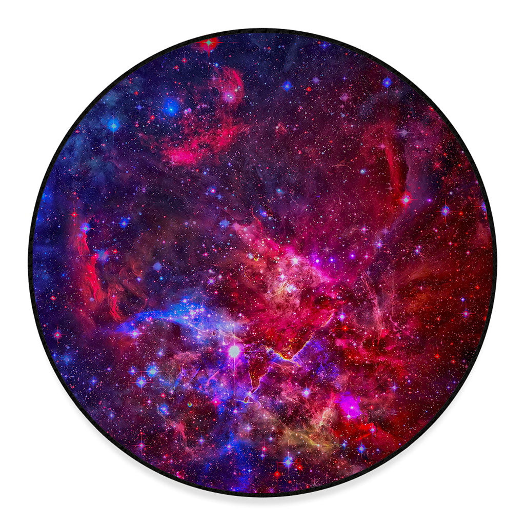 Red Purple Nebula Galaxy Space Print Round Floor Mat