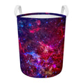 Red Purple Nebula Galaxy Space Print Round Laundry Basket