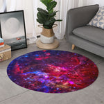 Red Purple Nebula Galaxy Space Print Round Rug