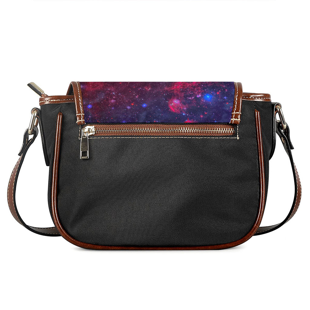 Red Purple Nebula Galaxy Space Print Saddle Bag