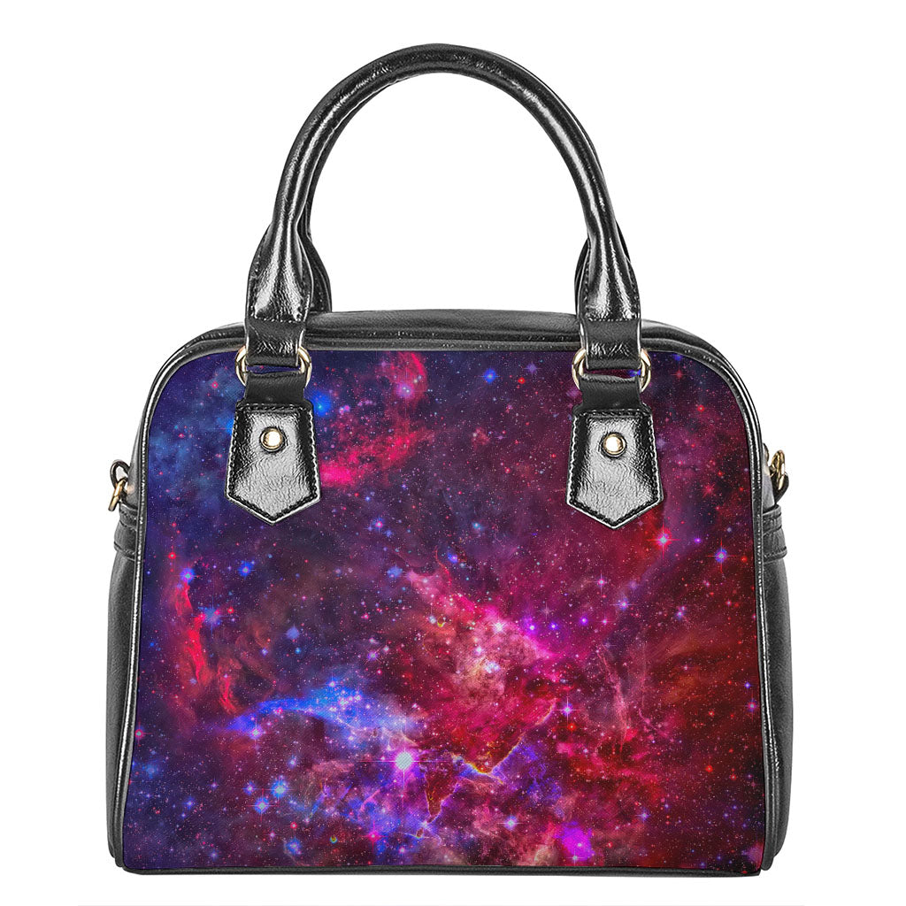 Red Purple Nebula Galaxy Space Print Shoulder Handbag