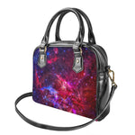 Red Purple Nebula Galaxy Space Print Shoulder Handbag