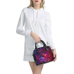 Red Purple Nebula Galaxy Space Print Shoulder Handbag