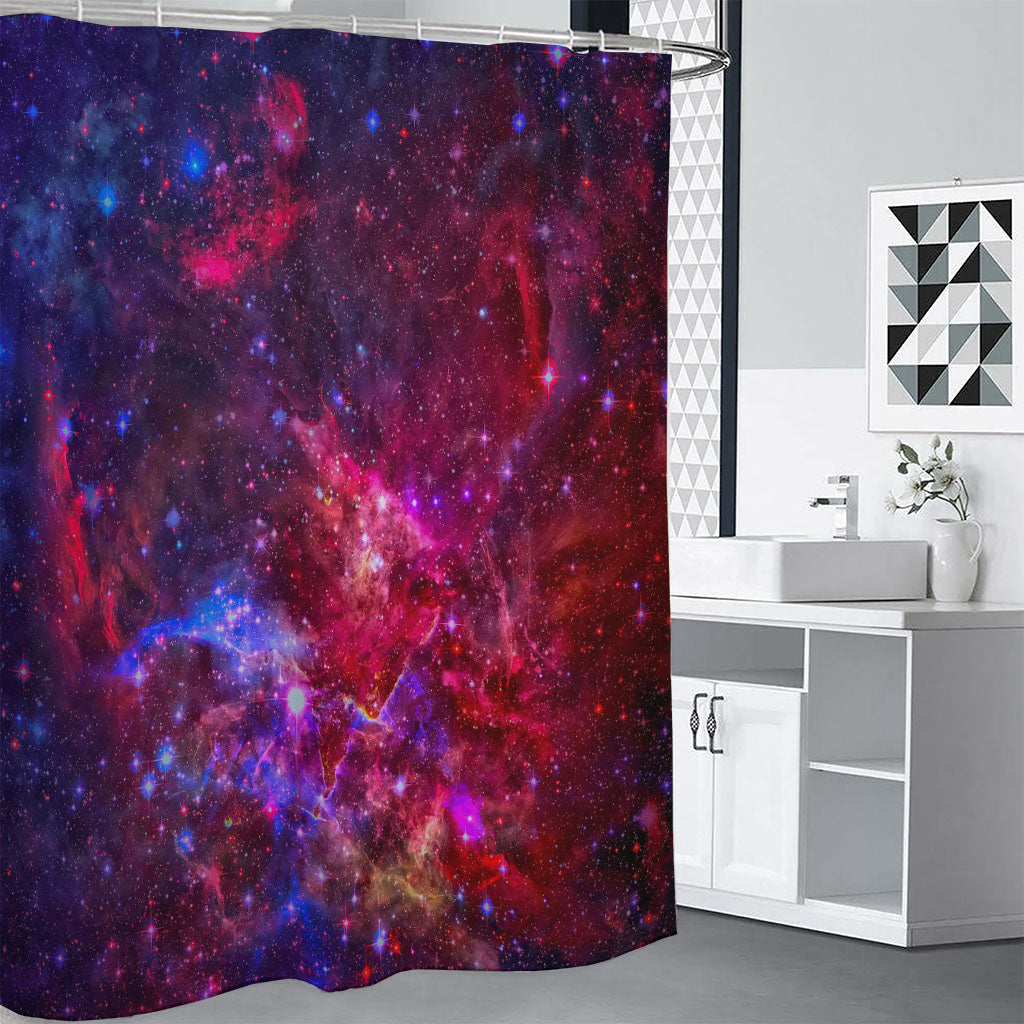 Red Purple Nebula Galaxy Space Print Shower Curtain