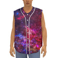 Red Purple Nebula Galaxy Space Print Sleeveless Baseball Jersey