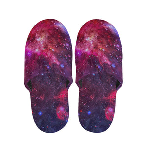 Red Purple Nebula Galaxy Space Print Slippers