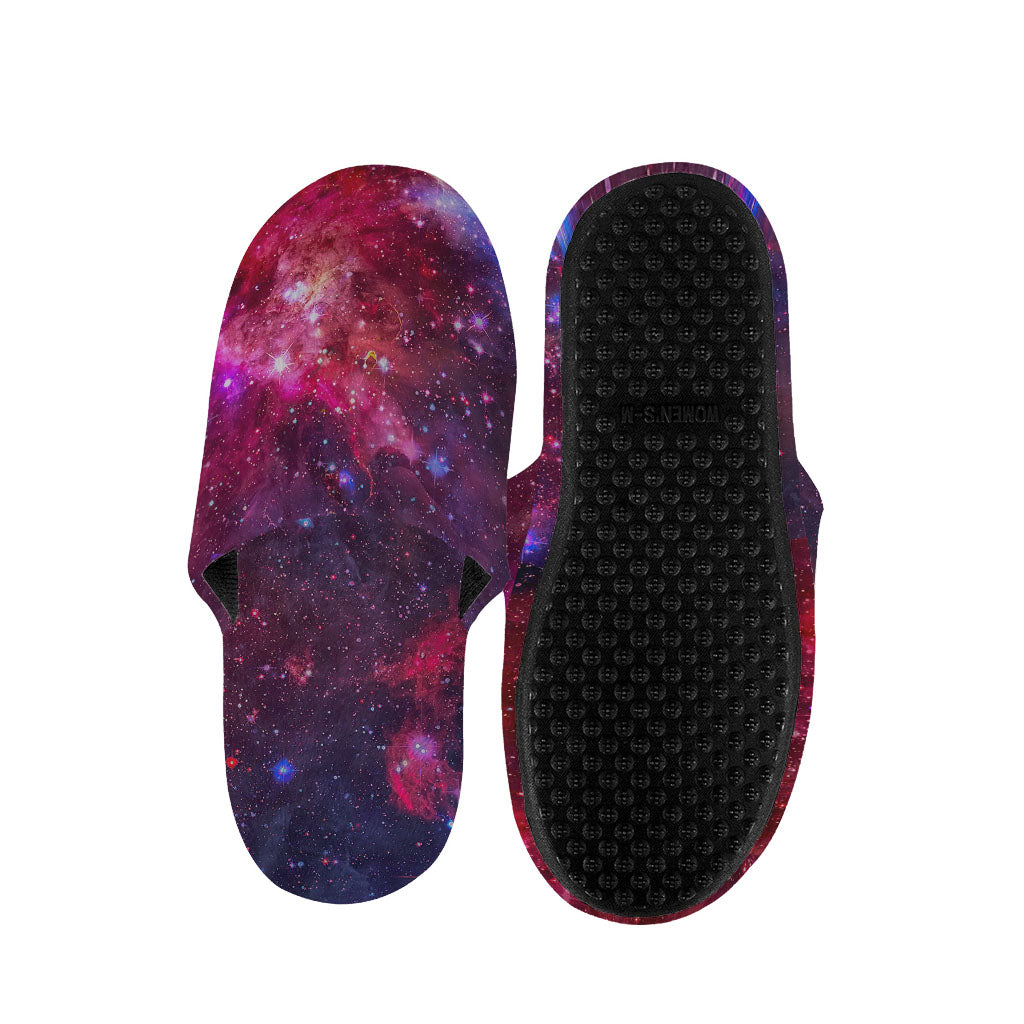 Red Purple Nebula Galaxy Space Print Slippers