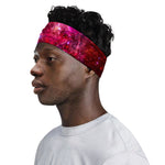 Red Purple Nebula Galaxy Space Print Sports Headband