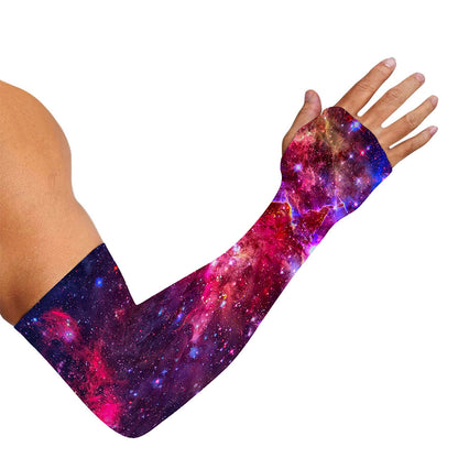 Red Purple Nebula Galaxy Space Print Sun Protection Arm Sleeves